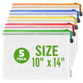 5 Pack Mesh Zipper Pouch Bags 10x14 inch - Plastic Zipper Pouches for Organizing - Document Bags with Zippered - Letter Size Zippered Pouch - Document Pouches Clear Zip Bags - Mesh Storage Bags - size: 5 Pack 10x14