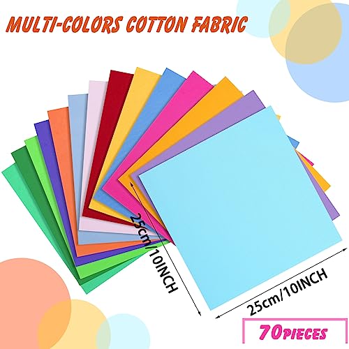 Tudomro 70 Pcs 10 x 10 Cotton Fabric Square for Quilting, Simple Style - color: Simple Style