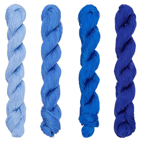 FREEBLOSS 4 Pcs Sashiko Thread Sashiko Skein 100M * 4 Colors Pure Cotton Embroidery Thread Japanese Sewing Threads Quilting and Embroidery Kit Supplies, Dark Blue - color: Navy Blue Theme