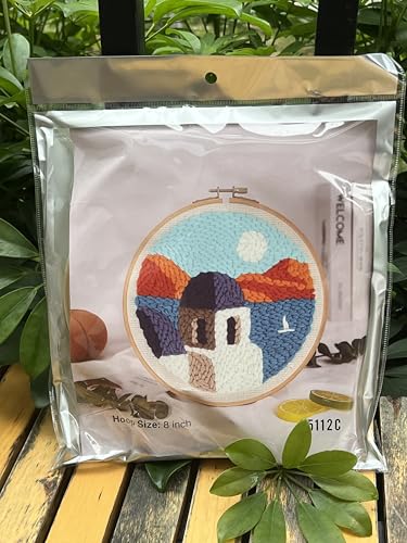 Meoe&heome Punch Needle Kit for Beginners, DIY Embroidery Set with 20+ Patterns(Island Cottage) - color: Island Cottage