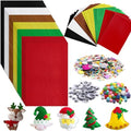 gisgfim 42Pcs Christmas Felt Fabric Sheets 8 x 12 Inch Red Green Black Assorted Soft Thick Felt Pack with Wiggle Google Eyes Pom Poms Glitter Patchwork Craft for DIY Sewing Creative Art Project Decor - style: Christmas Series