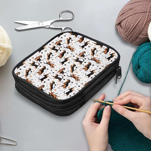 Kathyboom Empty Crochet Hook Case - Dachshund Crochet Hook Organizer Case Stand Up-Corchet Organizer - Crochet Hook Holder for Crochet Needles, Crochet Accessories - color: Dachshund
