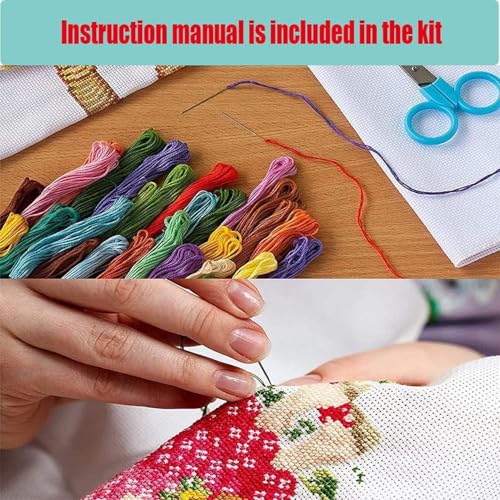 MjhRcll Flowers Stamped Cross Stitch Kits,Daisy Embroidery Starter Kit for Beginners,Cross Stitch Kits for Adults 12×16 Inch - color: X1926