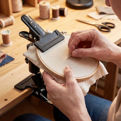 Portable Embroidery Hoop Stand Holder, 360° Adjustable Rotating Desktop Stand, Hands-Free and Space-Saving for Embroidery and Craft Projects