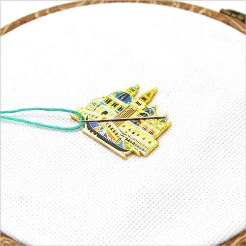 Awesome Pattern Studio Needle Minder Set – Venice Magnetic Needle Minder + 2 Needle Threaders + Crane Scissors. Enamel Pin for Cross Stitch, Embroidery and Craft - size: Venice Set #2