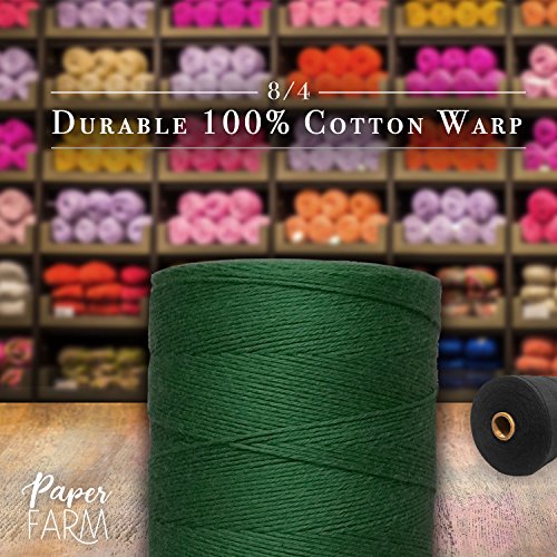 100% Cotton Loom Warp Thread (Green), 8/4 Warp Yarn (800 Yards), Perfect for Weaving: Carpet, Tapestry, Rug, Blanket or Pattern - Warping Thread for Any Loom - color: Green