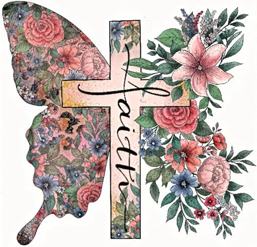 Butterfly Flower Stamped Cross Stitch Kits Cross Stitch Patterns,Religious Cross Dimensions Cross Stitch Kits Embroidery Kit Arts and Crafts for Beginners 13.7x13.7 inch - color: D034