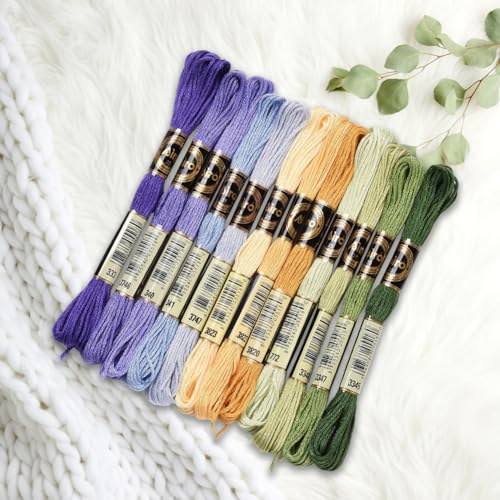 12 Skeins Purple Green Embroidery Floss Threads for Sewing Making - color: Winter Colors