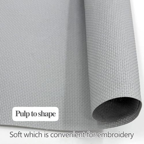 Aida Cloth 14 Count Cross Stitch Fabric Cross Stitch Aida Cloth for Embroidery and Needlework (Light Grey, 30 * 39inch) - color: Light Grey
