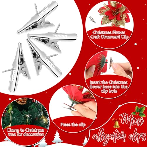 Zeyune 100 Pcs Metal Clips Christmas Ornament 1.18 Inch Alligator Clamps