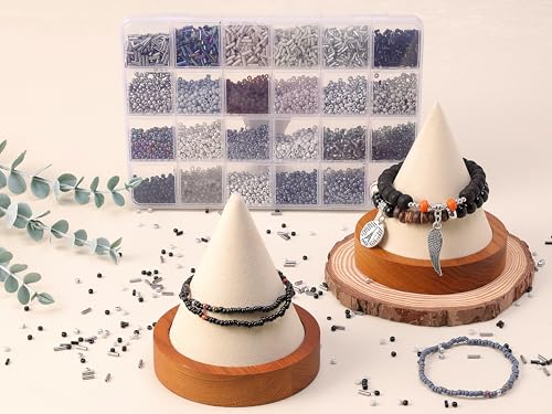 LAIDANLA 7500pcs Black Glass Seed & Bugle Tube Beads Kit for Jewelry Making - color: Black