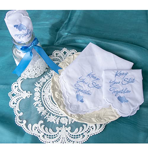 MileyMarla Ladies Embroidery Cotton White Handkerchiefs Lace Wedding Hankies - color: J03-3pcs Keep Up