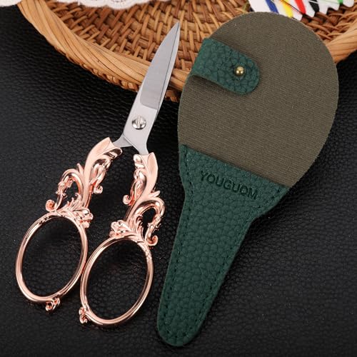YOUGUOM Sewing Scissors with Cover, Multipurpose Craft Shears - color: Rose Gold