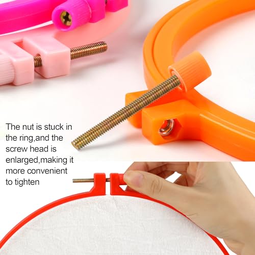 Phinus 6 Pcs Embroidery Hoop 6 Size, Round Plastic Cross Stitch Hoop with 16 Needles (3.6In to 10.7 in), Small Embroidery Hoop, Cross Stitch Hoops, Frames, Embroidery, Craft Sewing(Multicolor) - style: Colorful