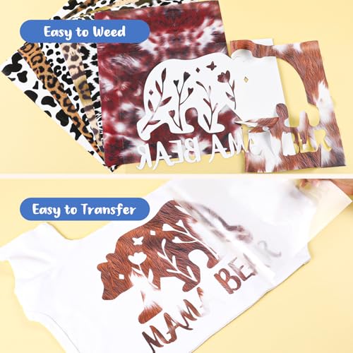 HTVRONT Leopard HTV Heat Transfer Vinyl - 11 Packs Cheetah Iron on Vinyl - color: Animal Print HTV
