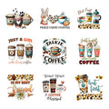9pcs Coffee Flower Iron On Decals Thermal Transfer Stickers for Clothing Appliqued Sublimation Patches Iron On Transfer Designs Heat Press Vinyl for Shirts Pillow Covers - style: 9PCS-N01(Small)