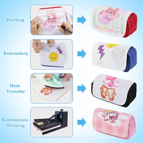 10 PCS Sublimation Printable Blank Pencil Case Pen Bag Customizable Cosmetic Bag with Zipper DIY Custom Blank Makeup Bags Bulk Travel Toiletry Bag for Storage (Red) - color: Red, size: 10PCS