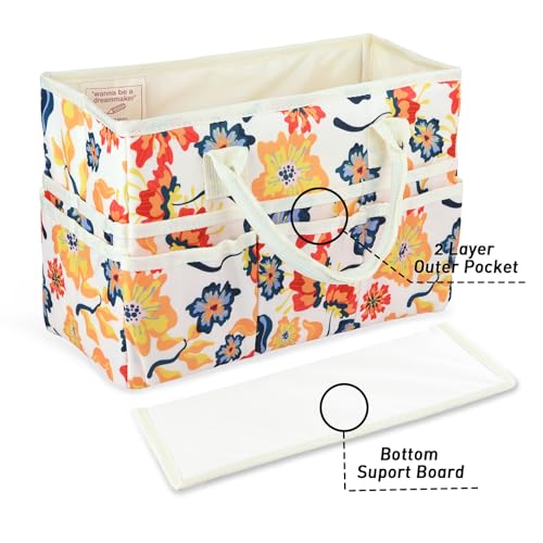 Craft Organizer Tote Bag with Multiple Pockets,Scrapbooking Art Storage - color: five-petaled flowers