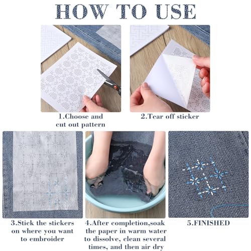 Hahafelt 24pcs Sashiko Stencil, Sashiko Pattern Template