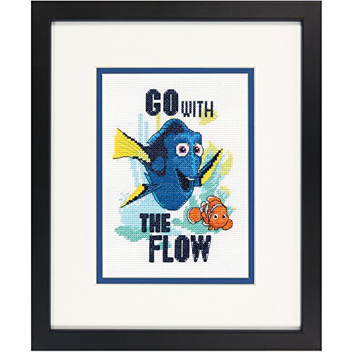 Dimensions 70-65173 Disney Go With The Flow Finding Nemo Counted Cross Stitch Kit, 5" x 7" , White