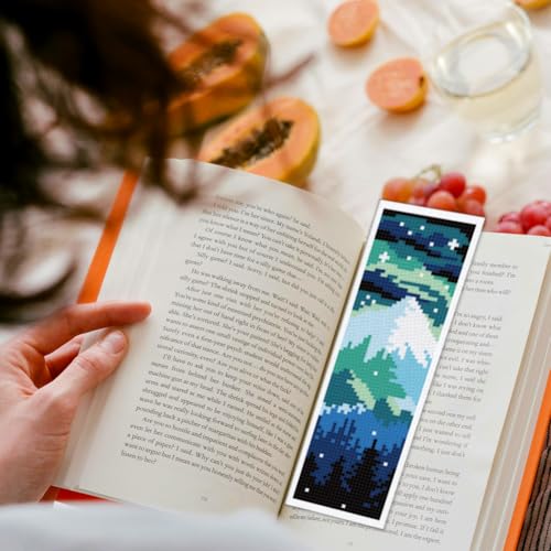 ACRNIGHEET 6PCS Cross Stitch Bookmark Kits for Beginners Stamped Pattern - style: Landscape Patterns 2