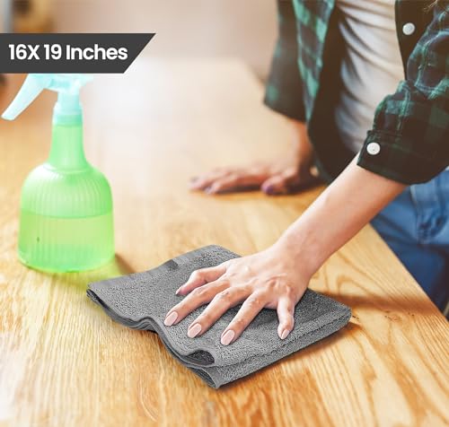 Utopia Towels Kitchen Bar Mops, Pack of 12, 16x19 in, 100% Cotton, Grey - color: Grey, size: 12 Pack