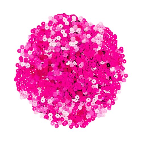 Mandala Crafts 6mm Flat Round Hot Pink Sequins for Sewing Embroidery - color: Hot Pink, size: 6mm Flat Sequins