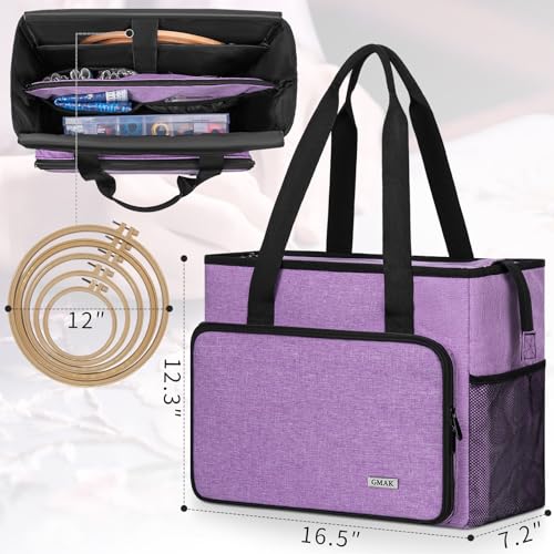 GMAK Embroidery Storage Bag, Embroidery Project Storage Carrying Tote Bag - color: Purple