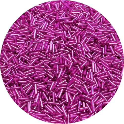 90g Glass Bugle Beads 7x2mm Embroidery Tube Glass Spacer Bulk Small Craft Long Beads for Necklaces Bracelets Earrings DIY Jewelry Making(Rose Red) - color: Rose Red