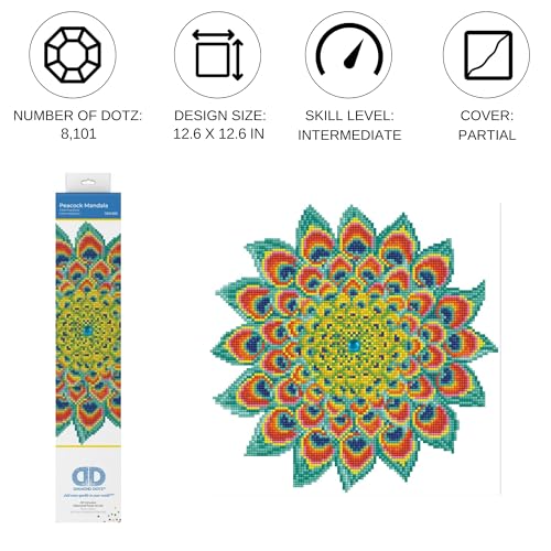 DIAMOND DOTZ Peacock Mandala Pattern Diamond Painting for Adults with Gems