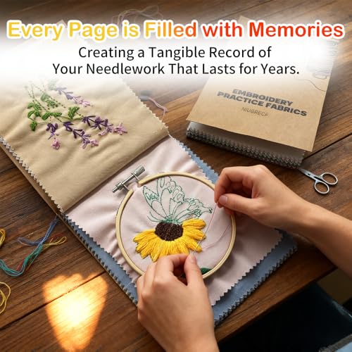 36-Color Embroidery Notebook Set - 14x20cm Cotton Practice Fabric Pages
