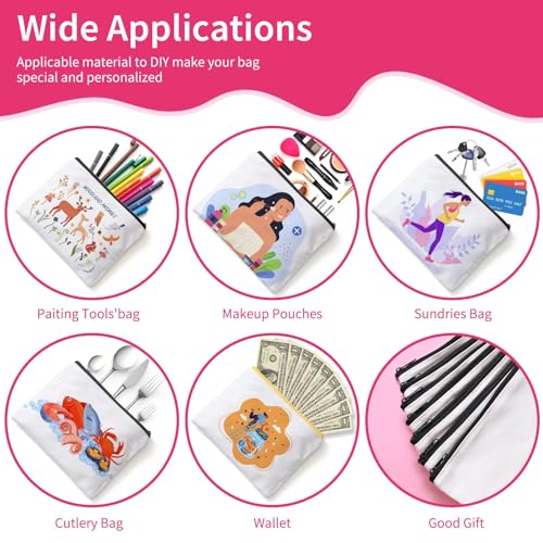 AMDAILY 24Pcs Sublimation Blank Canvas Makeup Bags, Bulk Blank Cosmetic Bag - color: White, size: 8 x 5.12Inch