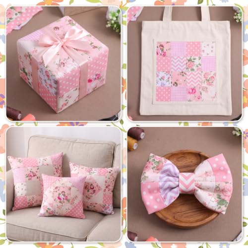 84 Pcs Pink Precut Quilting Cotton Fabric Squares 8 x 8‑Inch - color: Pink, size: 8″