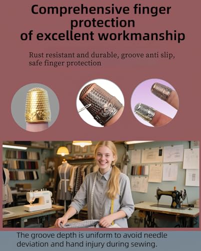 RyanDesign Metal Thimbles (4-Pack) - Size 9 Stainless Steel Finger Protector for Hand Sewing, Quilting, Embroidery | Comfort-Fit with Anti-Slip Grooves & Breathable Design