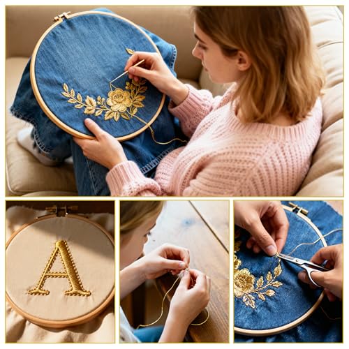 12 Skeins Metallic Embroidery Thread, Embroidery Floss Metallic Thread Glitter Threads String Cross-Stitch Threads for Sewing Making Yarn Hand Accessories(Gold+Silver)