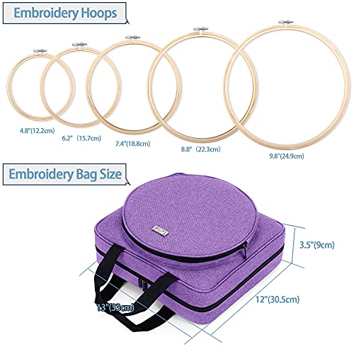 LoDrid Embroidery Kit, Embroidery Project Bag with Embroidery Kit, Purple - color: Purple