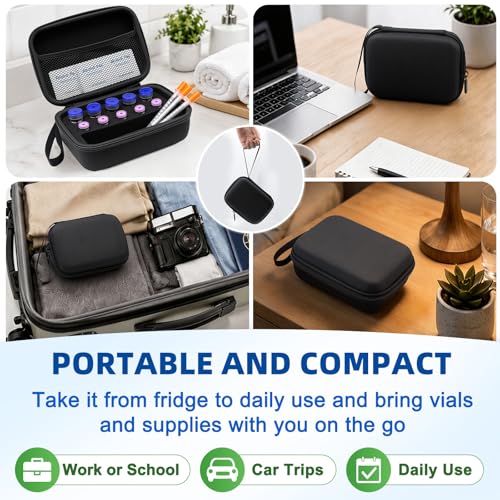 Peptide Case for Fridge, Insulin Vial Case for Diabetics - color: Black-10×(1-10ml)