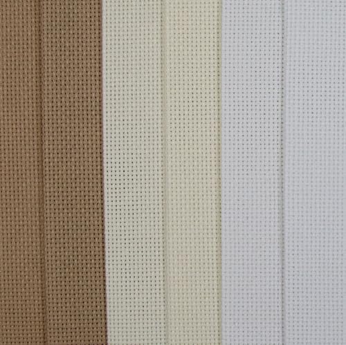 KCS 4/6 pc of 12" x 18"(30cmx45cm) 18CT Counted Cotton Aida Cloth Cross Stitch Fabric (6 pc, White+Cream+Khaki) - color: White+cream+khaki, size: 6 pc