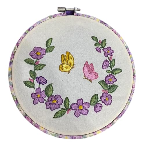 Garden Flowers Gnome Ready-to-Use Fun Modern Embroidery Design Transfers on Stick and Stitch Water Soluble Sewing Stabilizer Paper for Hand Embroidery Kit Thread Art Projects - color: Garden