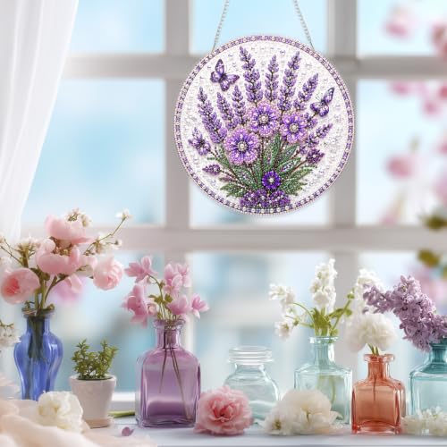 Eiflow Hanging Pearl Art Kits for Adults, Diamond Art Pearl Purple Flower - color: Pearl Flower