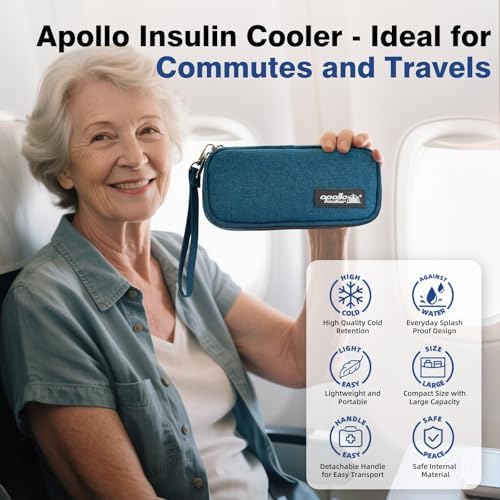apollo walker Insulin Cooler Travel Case with Ice Packs and Insulation - color: Teal, size: Small