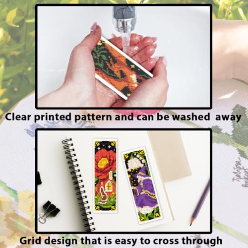 ACRNIGHEET 6PCS Cross Stitch Bookmark Kit for Beginner Fairy Tale Stamped Cross Stitch Kits Needlepoint Kit for Adults DIY Tassel Embroidery Bookmark Kits with Instructions Craft Gift 8.5"x3" 11CT - style: Fairy Tale Patterns