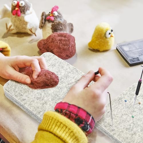 Nicunom 3 Pack Needle Felting Mat, Natural Wool Needle Felting Pad, 6x6x1 inch Felting Block for DIY Craft Felting Wool Projects, Thick and Firm