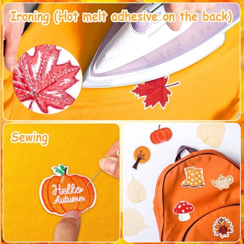 AUGSUN 36Pcs Fall Autumn Iron on Patches Thanksgiving Day Sew Applique - style: Fall Thanksgiving Style