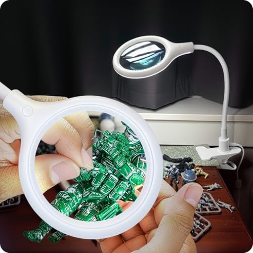 Brightech LightView Flex Magnifying Desk Lamp with Clamp, 1.75X Light Magnifier, Adjustable Magnifying Glass with Light for Crafts, Reading, Close Work - color: White
