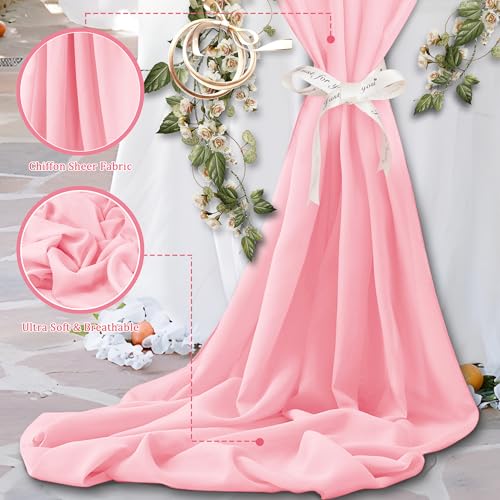 Horbaunal Light Pink Chiffon Fabric by The Yard, 1 Yard Precut Sheer Fabric - color: Light Pink, size: 1 Yard