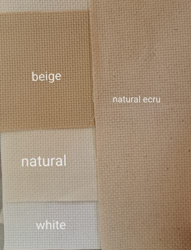 KCS 4 pc of 12" x 18" 14CT Counted Cotton Aida Cloth Cross Stitch Fabric (Antique White) - color: Antique White