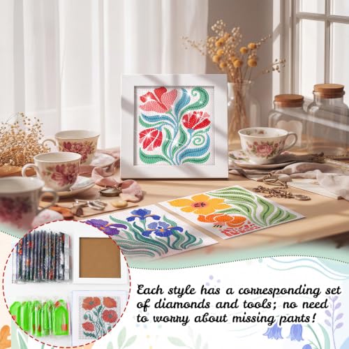 Trandraft Holiday Small Diamond Art Kits for Adult, 13 Pcs, Flower - style: Flower