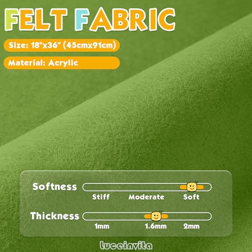 Moss 18" X 36" Felt Fabric Sheet - 1.6mm Thickness - color: Moss, size: 18" x 36"