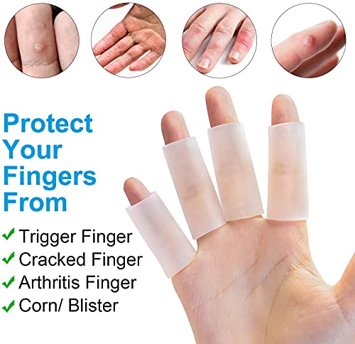 Sumifun Finger Sleeves, 8PCS Gel Thumb Finger Tubes for Arthritis, Trigger Finger Pain, Silicone Fingers Protector for Golf, Basketball, Golf, Rugby, Cracked Finger - color: 4pair(8pcs)